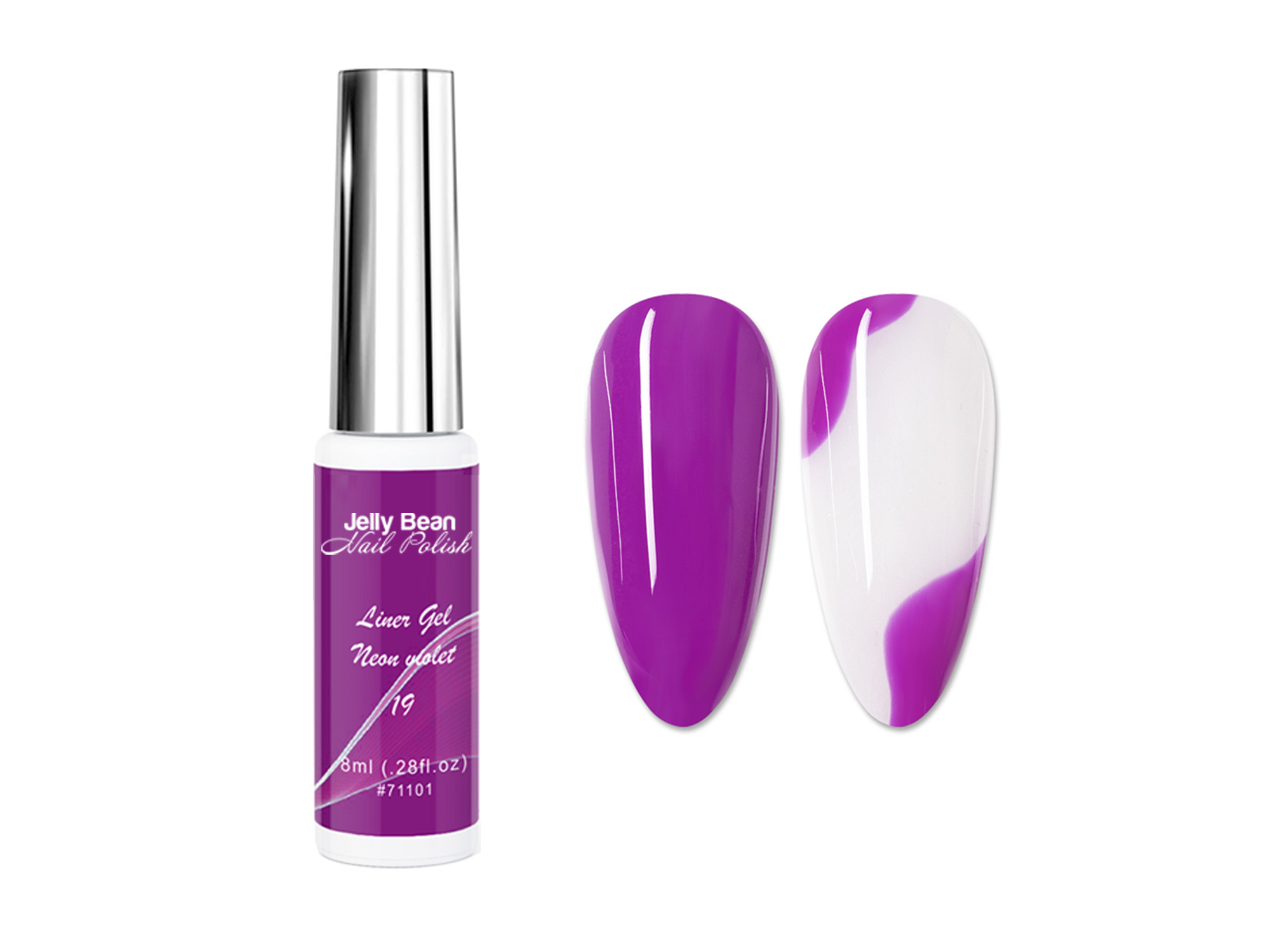 Jelly Bean Nail Polish gel liner Fel paars - nail art line gel Neon Violet (#19) - UV gellak liner 8ml - Afbeelding 1 van 1